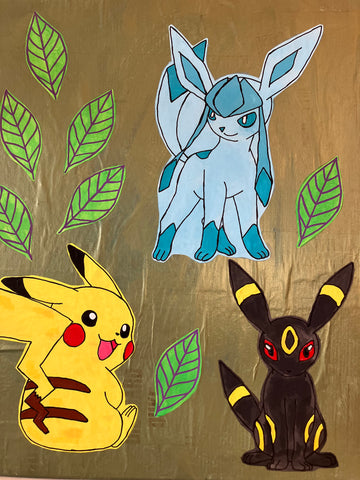 Pikachu, Glaceon, and Umbreon Pokémon