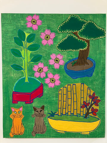 Bonsai Painting Cats (Green)