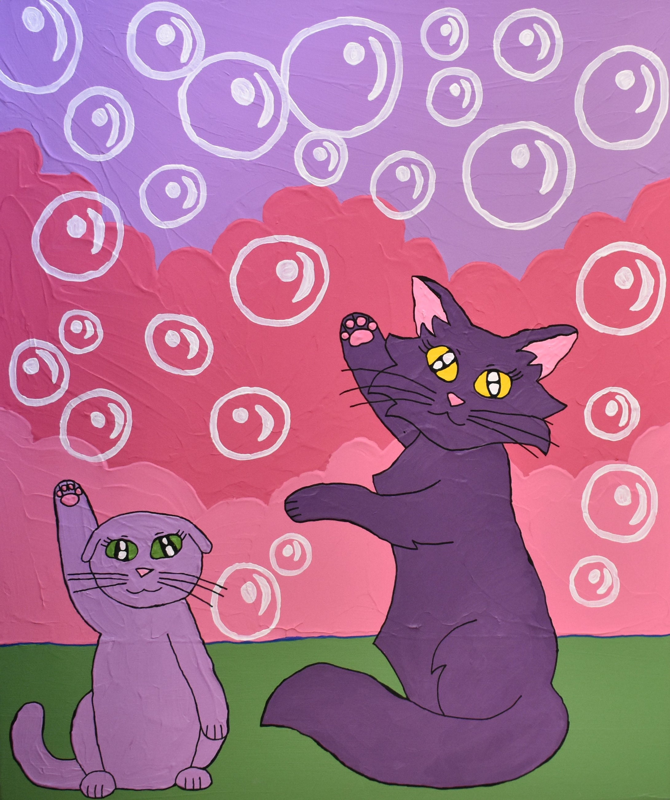 Alex Crombie - Cat + Kitten Catching Bubbles