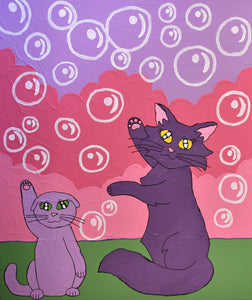 Alex Crombie - Cat + Kitten Catching Bubbles